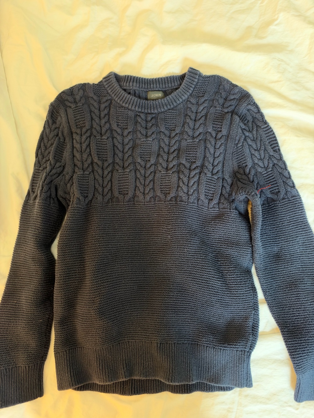 J. Crew Men’s Cable Knit Crewneck Sweater — Charcoal Gray